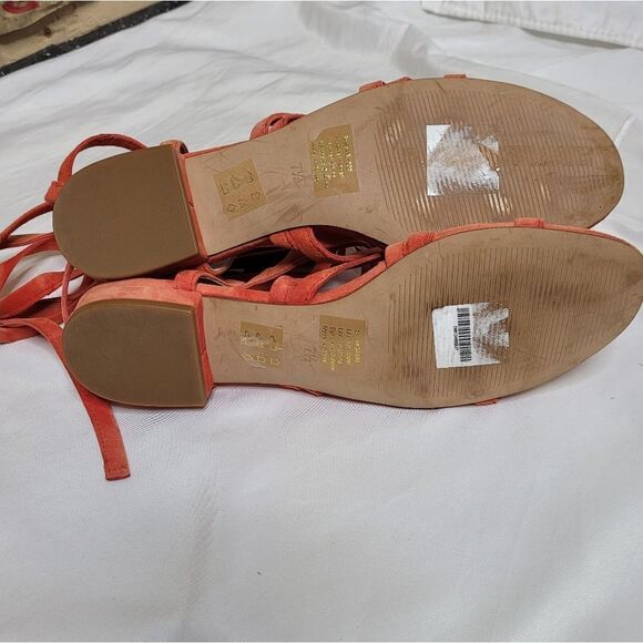 MADEWELL suede Holly ankle wrap flat sandals in red/orange 7.5 - Picture 5 of 8